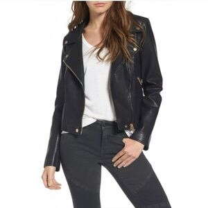 Blank NYC black faux leather moto jacket